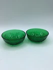 Vintage Anchor Hocking Forest Green Sandwich Glass Berry Sauce 4” Bowl(s)  2