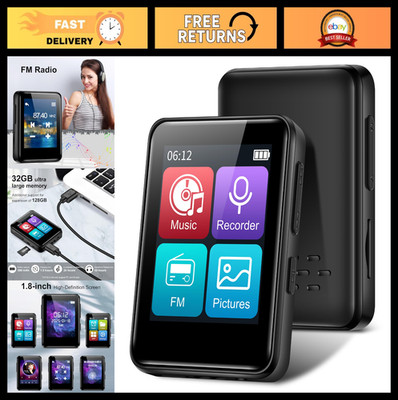 32GB Bluetooth MP3 Music Player, Portable Mini Player, 1.8'' Screen, FM Radio, Re