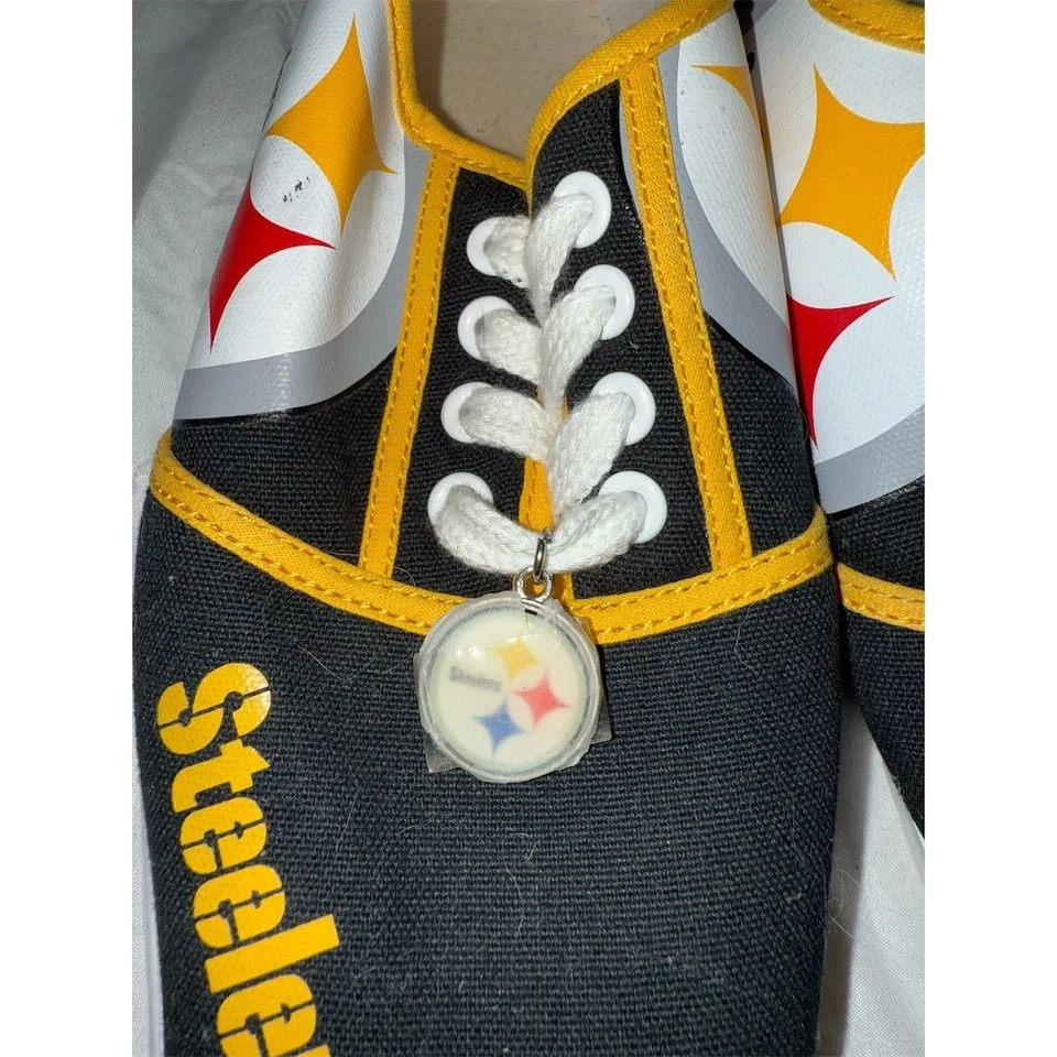 Tenis con cordones para mujer Pittsburgh Steelers con encanto talla 8 fanático de la NFL Bradford Foto 4 de 4