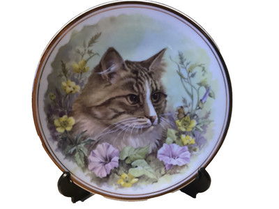 Vintage Royal Vale Tabby Cat English Bone China Plate