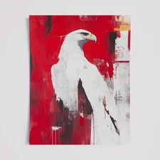 Majestic White Eagle Wall Art – Abstract Red & White Bald Eagle Print