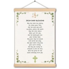 Irish Baby Blessing Poster Wall Art Framed, Irish Baby Gifts, Green Shamrock ...