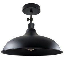 Image of Black Vintage Semi Flush Mount Ceiling Light with E27 Holder