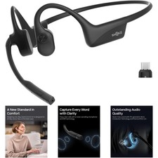 Open-Ear Wireless Computer Headset Boom Mic Bone Conduction Bluetooth Stereo PC