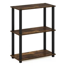 Furinno Turn-S-Tube 3-Tier Compact Multipurpose Shelf Display Amber Pine/Black