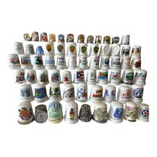 Collector's Thimbles Ceramic Pewter Metal US States Tourist Souvenirs Lot Of 65