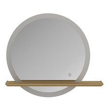 GoodHome Avela Oak Circular LED Bathroom Mirror Wall Mounted 70x80cm Light NEW