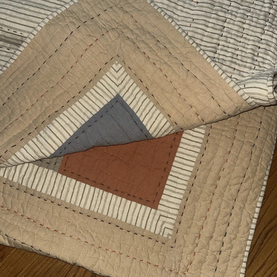 Edredón reversible a rayas con retazos THE COMPANY STORE y 2 fundas de gran tamaño ❤️ Foto 3 de 4