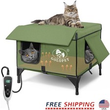 Heated Cat House Waterproof Insulated Outdoor Shelter W/ Intelligent Thermostat