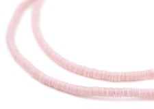 Pastel Pink Vinyl Phono Record Beads 3mm Ghana African Disk 34 Inch Strand