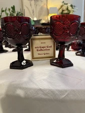 Avon 1876 Cape Cod Ruby Red Water Goblets Set of 2 One In Original Box Vintage