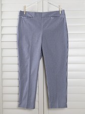 TALBOTS NWT 99 Navy Gingham Check Cotton Blend Side Zip Dress Pants Size 12