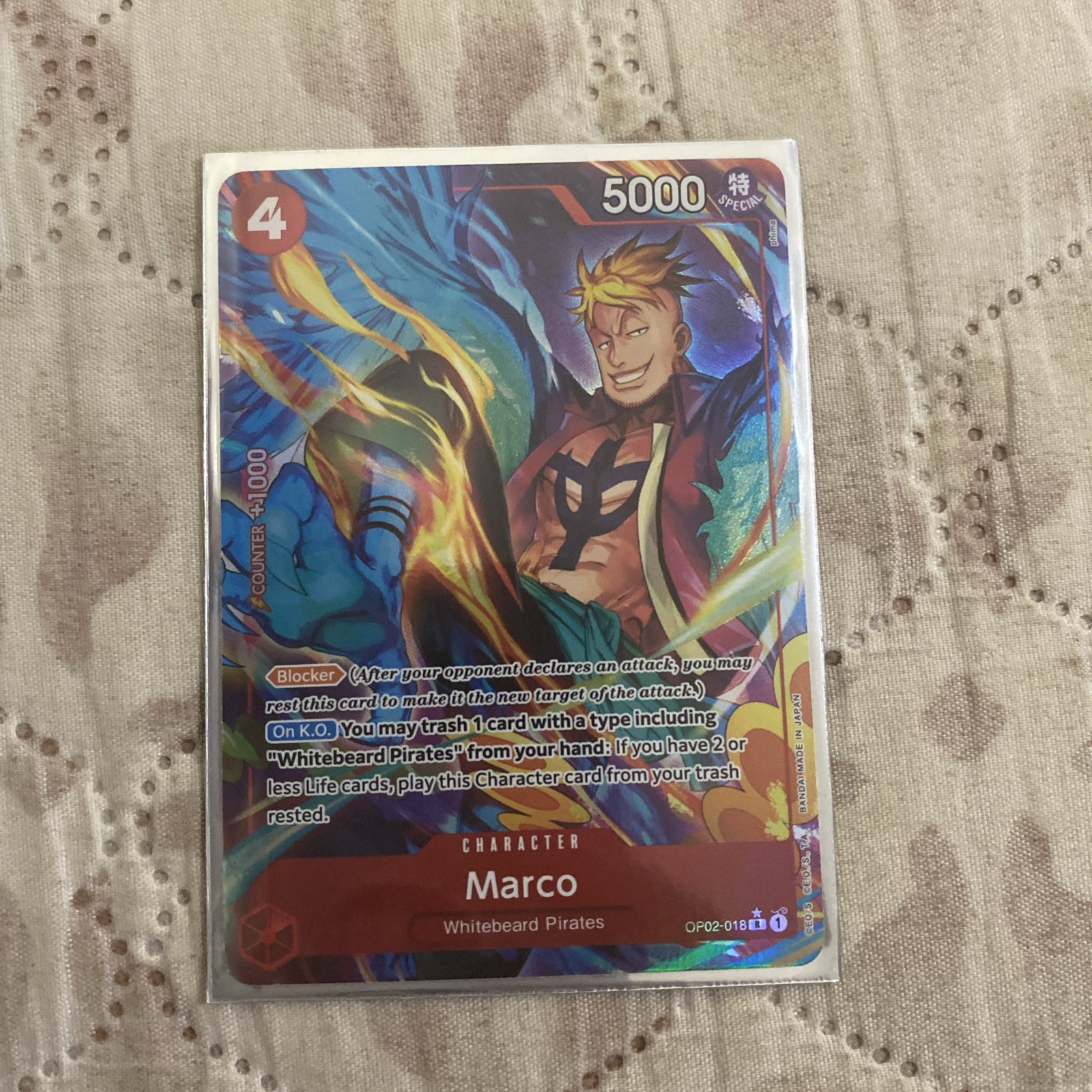 One Piece Premium Booster The Best PRB-01 Marco OP02-018 Alternate Alt Art NM
