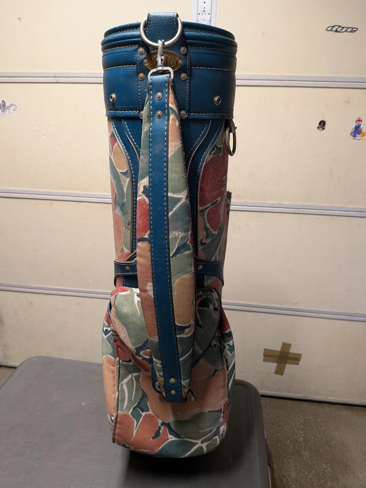 Vintage 6-Way Divided Burton Golf Bag w/ Strap - Ladies Floral Flowers Pattern  - Image 4 of 4