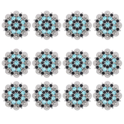 Berry Conchos with Screws Metal Flower Rhinestone Conchos 12 Pieces (Color10)
