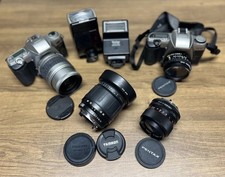 Vintage Pentax 35mm Film Camera Lot Untested AS-IS ZX-7, ZX-30, Lenses, Flashes