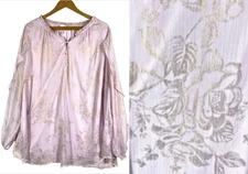 Lauren Conrad Tunic Top Sz 2X Pale Pink Chiffon Gold Floral Romantic Fairy Core