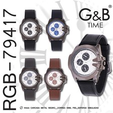 G&B Men's Quartz Watch Leather Strap Analogue Elegant 30m New