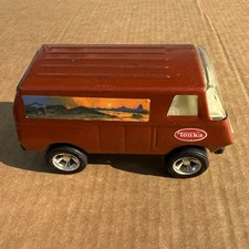 NICE 1970's Pressed Steel Toy Metal Mini Tonka Orange Van Desert Scene
