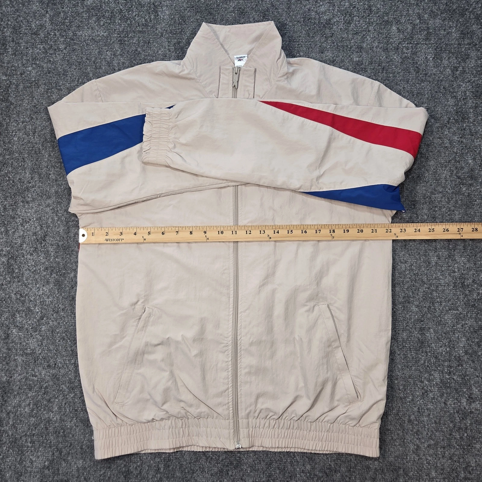 NWT Reebok Vector Tracktop Mens Medium 'Stucco' Beige Tan Track Jacket Knit Logo - product detail image 14