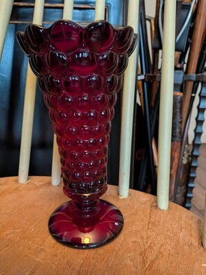 Vintage Westmoreland rot Rubin Glas Tausend Augen Vase UV reaktiv Cadmium leuchtend