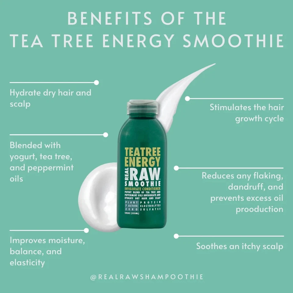 Teatree Energy Real Raw Shampoothie & Conditioner 12 FL OZ New - Image 3 of 4