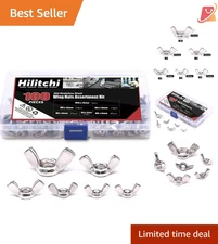 100-Pcs Butterfly Wing Nuts 304 Stainless Steel M3 M4 M5 M6 M8 M10 Assortment...