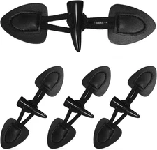 4 Pairs PU Leather Sew-On Toggles Closures with Resin Horn Buttons Vintage Sew-O