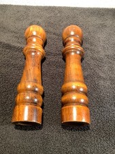 Vintage Tall Wooden Salt Shaker and Pepper Mill Grinder Set 10  Tall J 