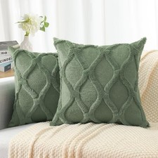 Spring Throw Pillow Covers 18x18 Inch Set of 18" x 18" Pack of 2 Olive Green