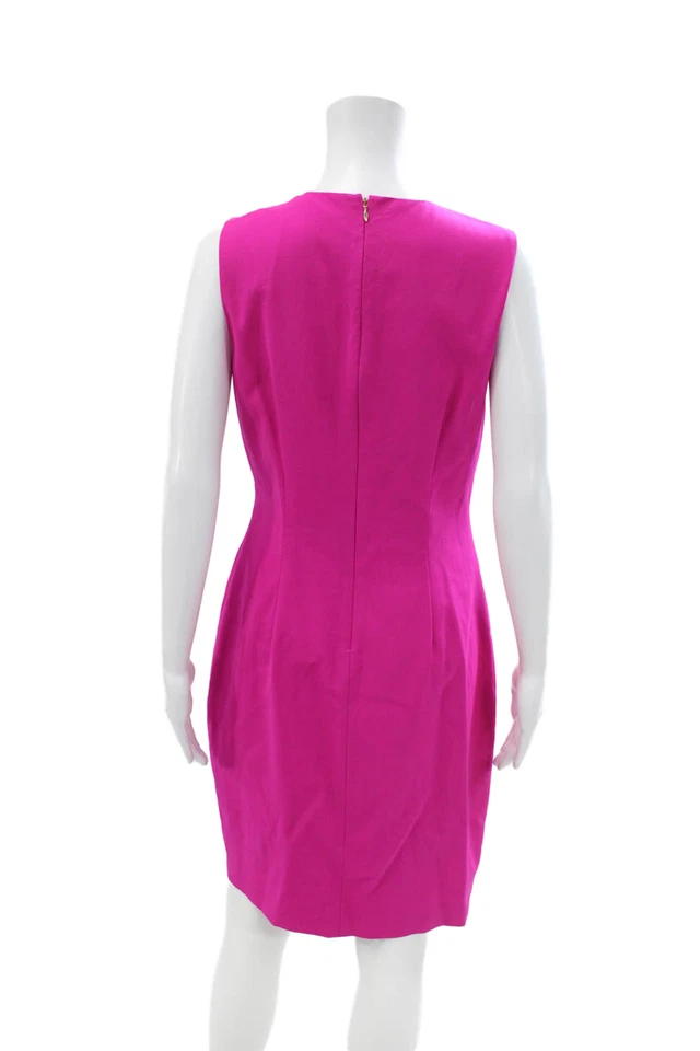 Elie Tahari Womens Wool Crew Neck Drape Detail Sleeveless Shift Dress Pink Sz 10 - Image 3 of 4