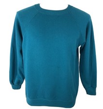 Vintage Raglan Sweatshirt Adult M/L Cotton Blend Retro Blank Unisex Original 80s