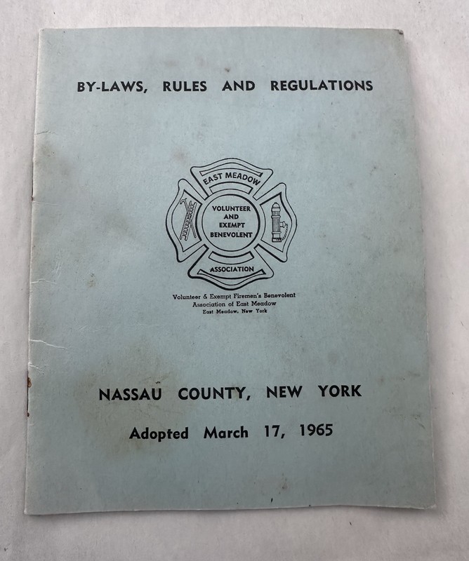 1965 East Meadow NY Firemen Benevolent Assoc By-Laws Booklet Nassau County FD