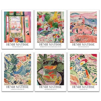 6Pcs Vintage Art Piece Henri Matisse Colorful Canvas Artwork for Walls, Matis...