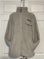 Simply Southern Women’s Medium Light Gray Fleece Deep Pile Plush Full Zip Jacket