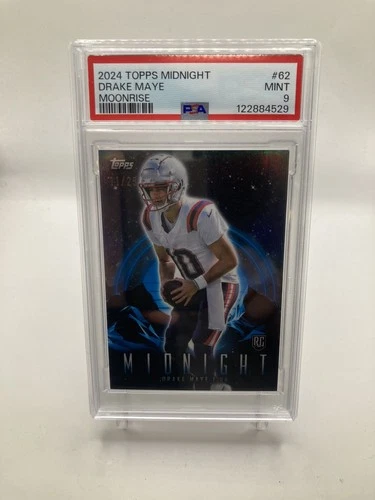 Drake Maye Patriots 2024 Topps Midnight #62 RC ROOKIE MOONRISE 11/25 PSA 9