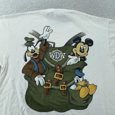 VINTAGE Disney Walt Disney World Shirt M/L White Goofy Mickey Donald 90s