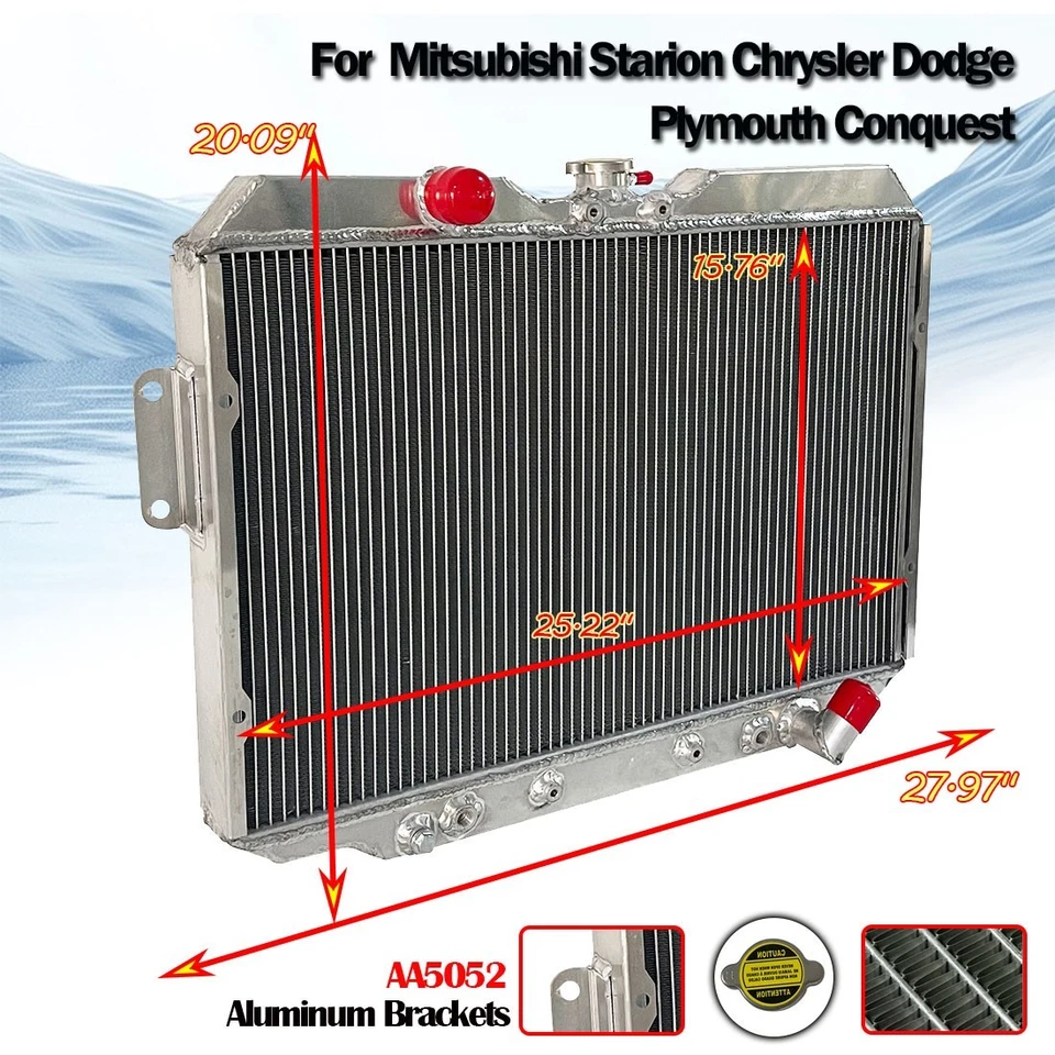 Radiador para 1987-1989 Conquest Chrysler/1983-1989 Mitsubishi Starion Plymouth Foto 2 de 4