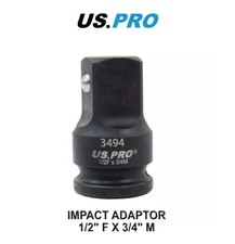 US PRO Tools Impact Socket Adaptor Step Up Adapter 1/2" Inch F to 3/4" Inch M 