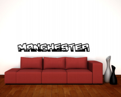 Samunshi Manchester Schriftzug Skyline Wandtattoo  25 Farben 8 Größen
