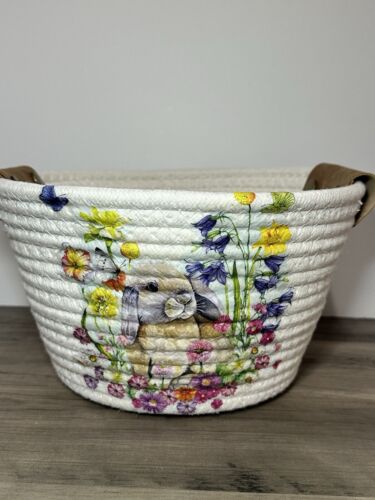 Custom Decorated Easter Bunny Rope Basket New