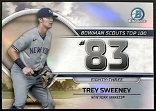 2023 Bowman Chrome Scouts’ Top 100 #BTP-83 Trey Sweeney New York Yankees