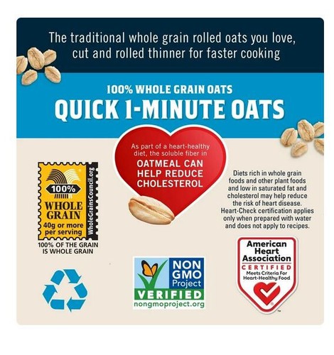 Quaker, avena rápida de 1 minuto, avena, avena de cocción rápida, bote de 42 oz - Imagen 6 de 10