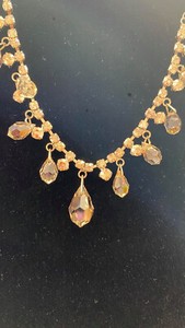 Authentic Dillar's Crystal Teardrop Multishape Gold Plated Necklace 15" Ext 3" $35 #53