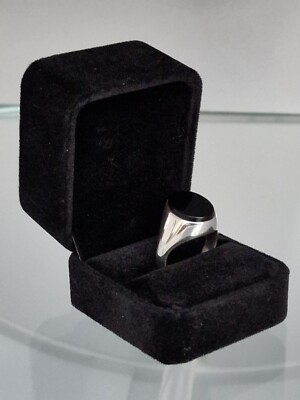 Schwarzer Onyx Sterling Silber Herren Ring Gr. R