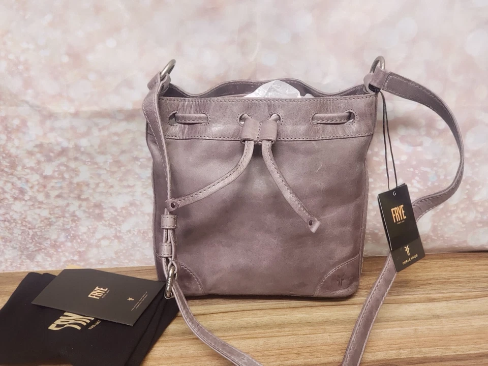 Bolso cubo Frye de cuero envejecido Melissa con cordón - púrpura amatista