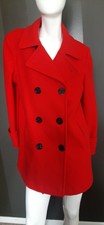 Vintage Komitor Red Peacoat Size 10 Wool Blend Nice!!