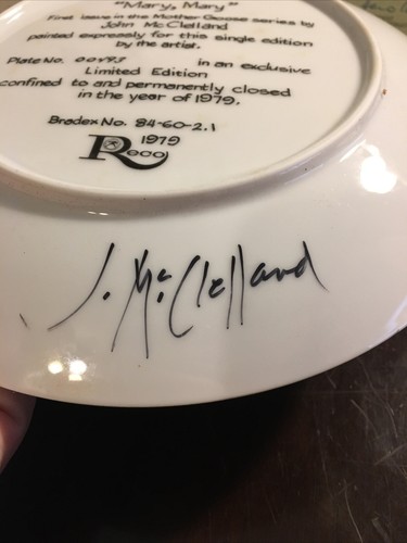 RARE SIGNED Mary, Mary of the Mother Goose Collector Plate Reco McClelland W/COA - Picture 6 of 10