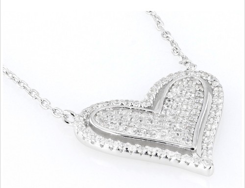 Bella Luce Rhodium Over Sterling Silver Heart Pendant With Chain - Picture 3 of 3