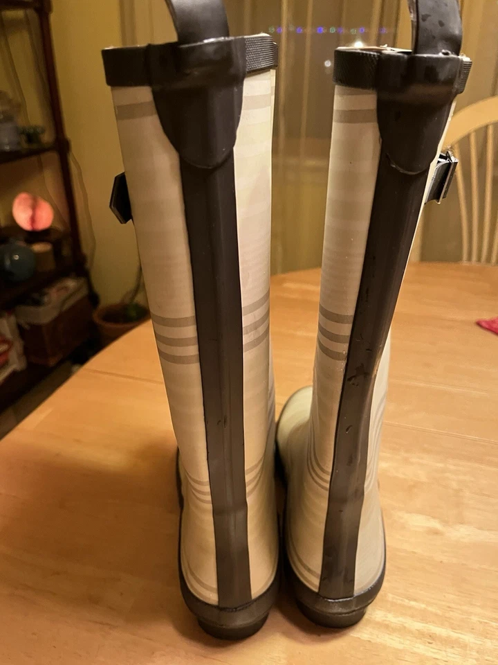 Botas Smith & Hawken de mujer blancas a rayas talla 7 usadas Foto 4 de 4